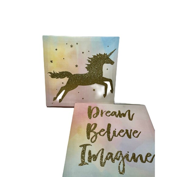 3 Piece Unicorn Cavas-2 with Unicorns & 1 with “Dream, Believe, Imagine” - Picture 3 of 5